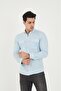 Double Pocket Flap Lycra Cotton Linen Texture Slim Fit Men's Shirt - 5
