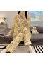 Women's Buttoned Shirt Pajama Set Pompom - 2