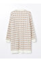 Brown V-Neck Patterned Women's Knitwear Cardigan - 6
