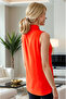 Women's Red Sleeveless Viscose Shirt with Buttons - 4