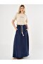 Torba Pocketed High Waist Skirt Navy Blue