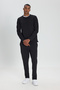 Men's Black Slim Fit Slim Fit Crew Neck Long Sleeve Stretchy T-Shirt - 3