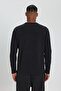 Men's Black Slim Fit Slim Fit Crew Neck Long Sleeve Stretchy T-Shirt - 5