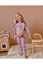 Girl's Purple Rabbit Printed Elastic Waist Unlined Cotton Fabric Top and Bottom Set