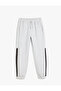 Lace-Up Waist Cotton Blended Color-Blocked Raster Jogger Sweatpants - 3