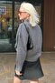 Anthracite Buttoned Polo Neck Women's Sweater Mg2307 - 5
