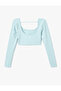 Long Sleeve Crop U-Neck Sports T-Shirt with Back Detail - 4