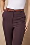 Women's High Waist Ankle Length Belted Lightweight Lycra Fabric Pants with Side Pockets (Belt Included)-Coffee - 5