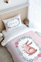 Single Duvet Cover Set (160X220) - Iconic Series - Pink Wreathed Rabbit - 2