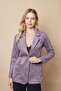 Women's Lightweight Stretch Fabric Suede Fabric Pocket Detailed Buttoned Stylish Blazer Lightweight Long Jacket-Grey