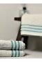 Set of 2 Premium Bordered Dowry Towels 100% Cotton Beige Anthracite Hand and Face Towel Set 50X80 - 3