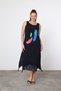 Women's Black Blue Round Neck Two Layers Print Print Sleeveless Dress