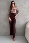 Women's Coffee High Waist Elastic Waist Velcro Palazzo Fabric Pants - 5