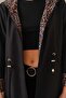 Women's Overcoat&Trench Coat 9091 Black-Leopard - 5