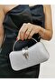 Women's Evening Big Stone Look Silver Shiny Chain Wedding Night Party Bag - 2