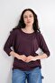 Crew Neck Elbow Sleeve Loose Blouse 260020 - 270005