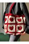 Hand Knitted Motif Bag / Heart Bag / Knitted Bag / Bohem Bag - 2