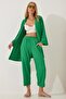 Women's Green Kimono Top and Bottom Set - 2