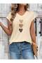 Women's Heart Printed V-Neck Loose Oversize T-Shirt - 2