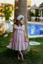 Girl's Evening Dress with Crown Accessory, Shoulder Ruffle Detail, Glitter and Bow, Girl's Birthday and Party Dress E - 4