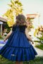 Girl's Evening Dress with Crown Accessory, Shoulder Ruffle Detail, Glitter and Bow, Girl's Birthday and Party Dress E - 6