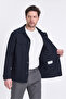 Lores Men's Dark Navy Overshirt Stretching Pattern Fabric Spring Trench Jacket-Mont - 5
