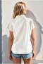 Women's Ecru Bat Viscose Short Sleeve Shirt - 5