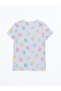 Lila Crew Neck Printed Girls' Pajama Set with Shorts - 4