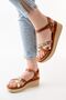 730-015 Tan Garni Orthopedic Genuine Leather Wedge Women's Sandals - 5