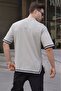 Dyed Gray Crew Neck Striped T-Shirt 6097 - 2
