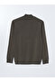 Khaki Stand Collar Long Sleeve Men's Knitwear Sweater - 6
