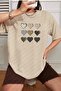 Women's Heart Printed T-Shirt Oversize Casual