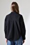 Women's Shirt Black Oversize Relaxed Fit Poplin Fabric Shirt - 4