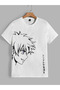 Anime Printed T-Shirt for Youth Black and White Balloon - 6