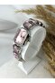 Pink Silver Design Women's Wristwatch with Crystal Cutout Stones - 6