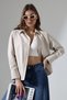 Women's Shirt Beige Stone Color Oversize Relaxed Fit Poplin Fabric Shirt - 2
