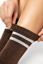 Bamboo Unisex Tennis College Striped White-Brown-Beige Premium Seamless Socks 3-Pack - 4