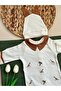 Minimal Giraffe Embroidered Jumpsuit and Hat / Coffee - 3