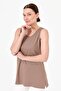 Women's Strappy Combed Cotton T-shirt Mink - 5