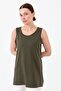 Women's Strappy Combed Cotton T-shirt Khaki - 4