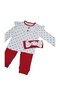 6-9-12-18 Months Bandanali Red Heart Patterned Suit with Ruffled Shoulders 3-Piece Set Baby&Child Suit - 6