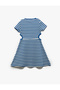 Striped Navy Blue - White Girls' Above Knee Dress 5Skg80026Ak - 2
