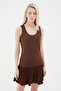 Thick Strap Basic Blouse Brown - 3