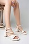 Women's Mother of Pearl Stylish Thick Heeled Shoes - 2