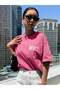 Women's Cherish Time Effect Printed Oversize Casual T-shirt Boyfriend - 5