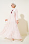1627 Collar Lace-Up Hijab Dress - Light Powder