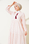 1627 Collar Lace-Up Hijab Dress - Light Powder - 2