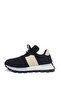 Black Color Lace-Up Flat Sole Women's Sneakers