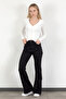 Women's High Waist Spanish Flare Jeans Black 2038-612 - 6
