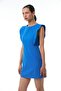 Flounced Gabardine Dress Sax - 3